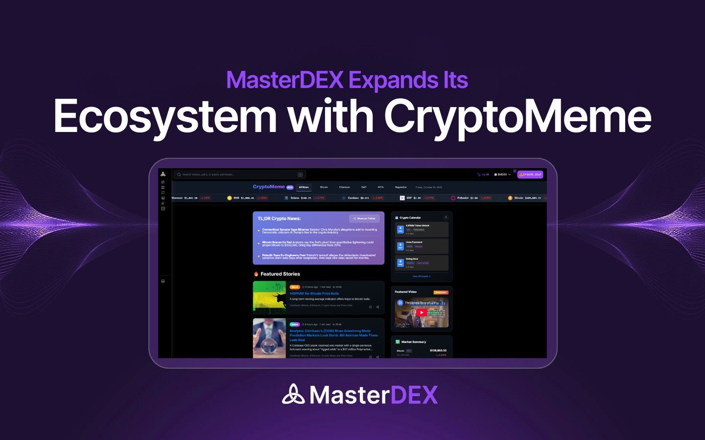MasterDEX Launches CryptoMeme:  A Real-Time News Aggregator 