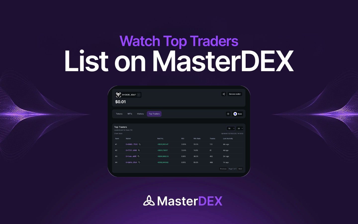 How to Discover Top Traders on Base, Solana, and Ethereum with MasterDEX